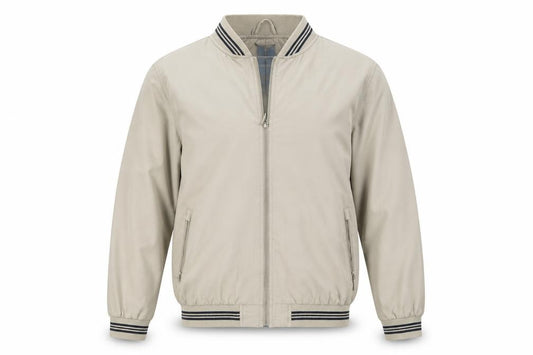 Front view of Kensington men’s beige overcoat coat, size L