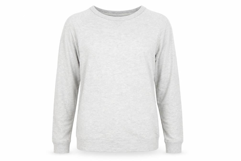 Front view of Select women’s grey crew neck cotton jumper, size UK 14