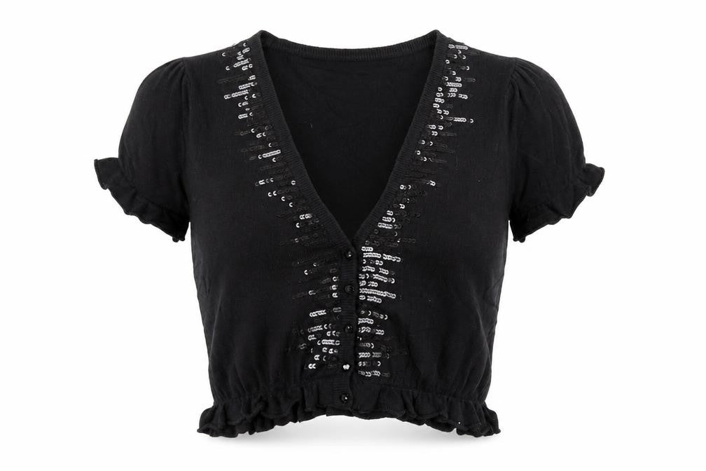 Therapy Womens Black V-Neck  Acrylic Cardigan Jumper Size 12