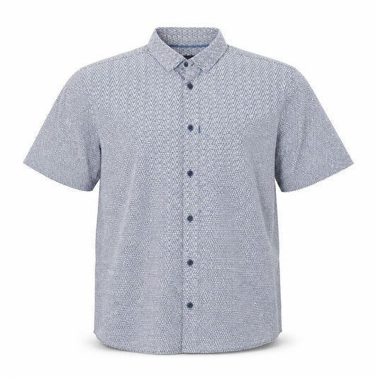 Front view of SILVER EIGHT men’s blue argyle/diamond cotton button-up, size M, collared
