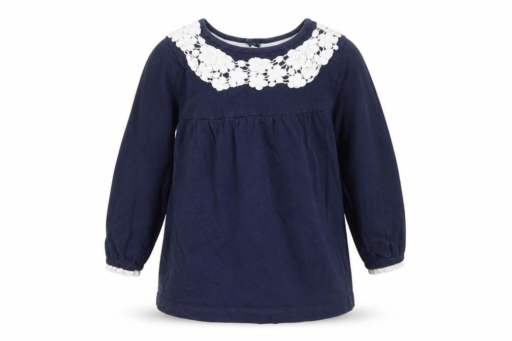 Crafted Girls Blue  Cotton T-Shirt Dress  Size 12-18 Months Round Neck