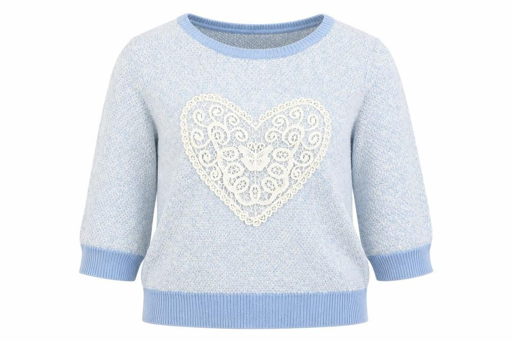 Front view of Tu women’s multicoloured cotton pullover sweatshirt, size UK 12, - heart