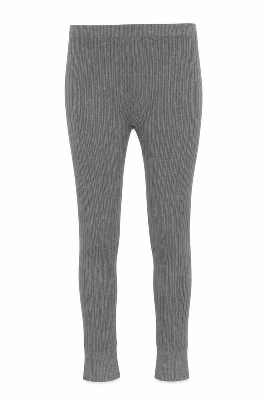 Front view of ASOS women’s grey acrylic trousers, size UK 10, 26-inch leg regular