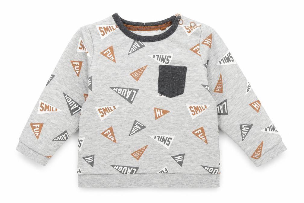 Front view of Tu Baby Grey Cotton jumper, size 9-12, Months