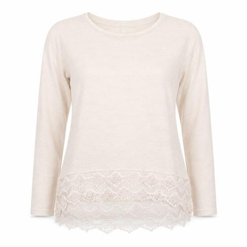 Nine by Savannah Milleri Womens Ivory Crew Neck  Viscose Pullover Jumper Size 12   - Lace Hemline