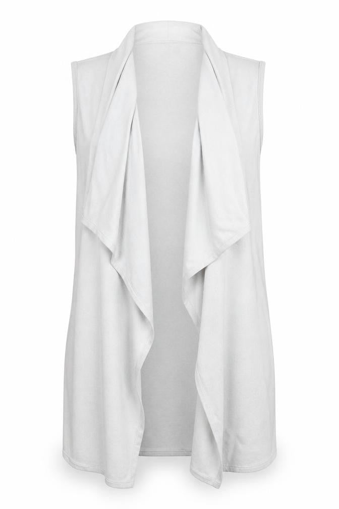 SheIn Womens Green   Gilet Waistcoat Size 6   - Sleeveless Pale Green Suede Effect Waterfall Waistcoat