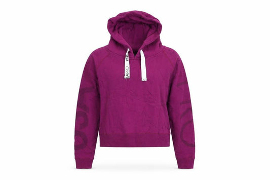 Front view of USA Pro women’s purple cotton pullover hoodie, size UK 10, - usa pro cropped