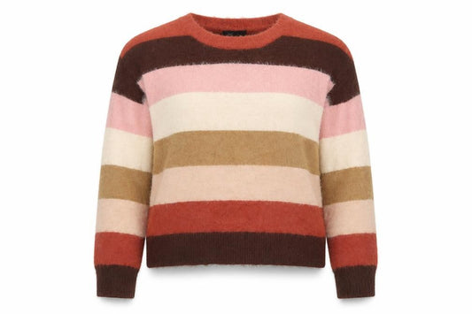 Front view of New Look women’s multicoloured striped polyamide pullover sweatshirt, size L