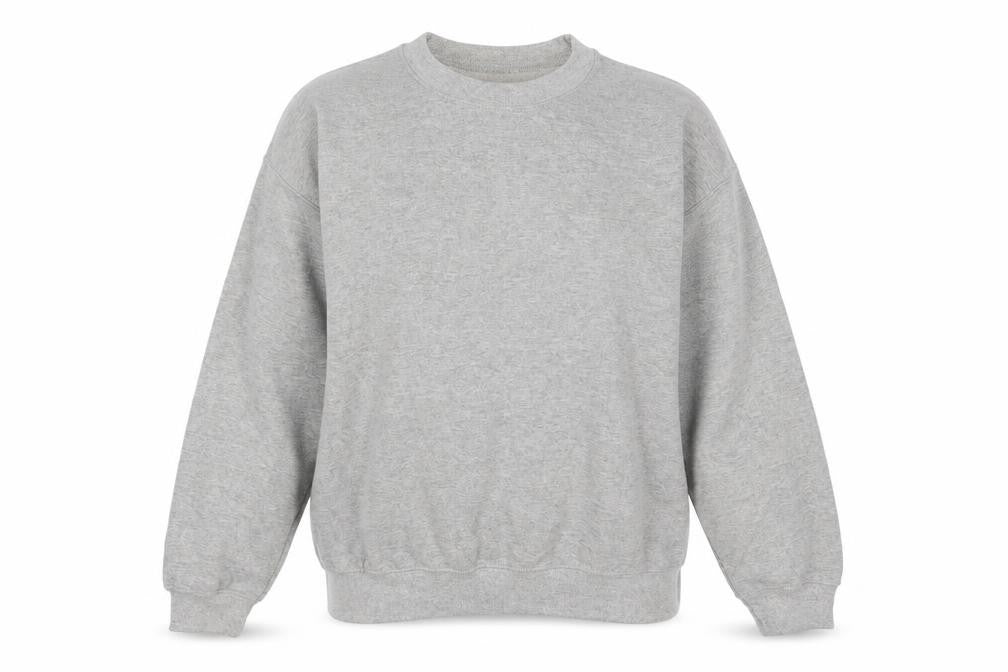 Front view of PRETTYLITTLETHING women’s grey polyester pullover sweatshirt, size M