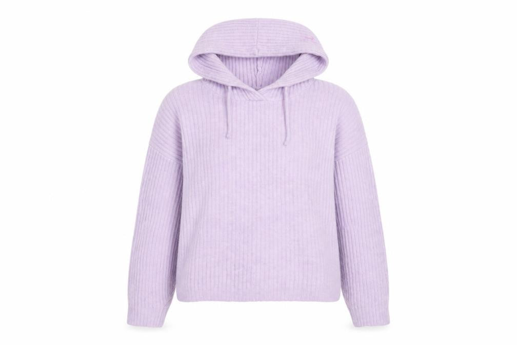 New Look Womens Purple Striped Acrylic Pullover Hoodie Size S