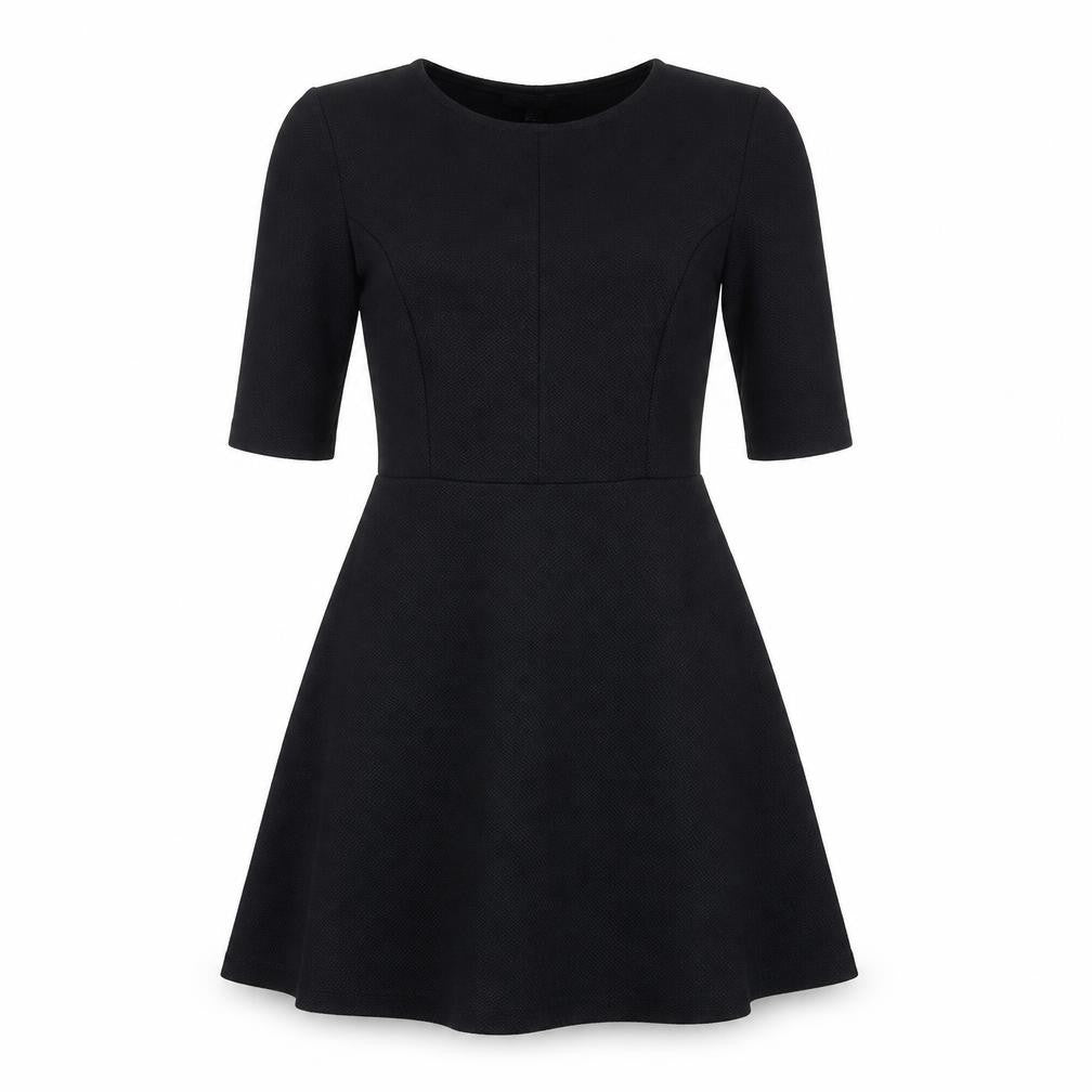 Front view of Topshop women’s black polyester a-line, size UK 10, round neck pullover