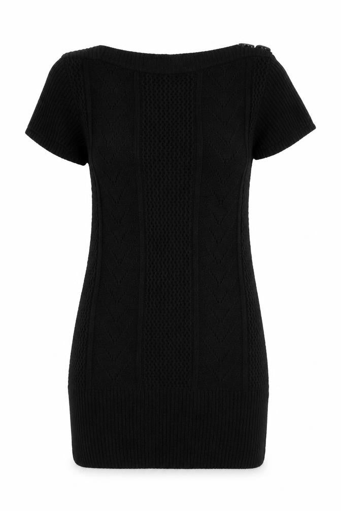 PRODIGY Womens Black Boat Neck  Acrylic Tunic Jumper Size M