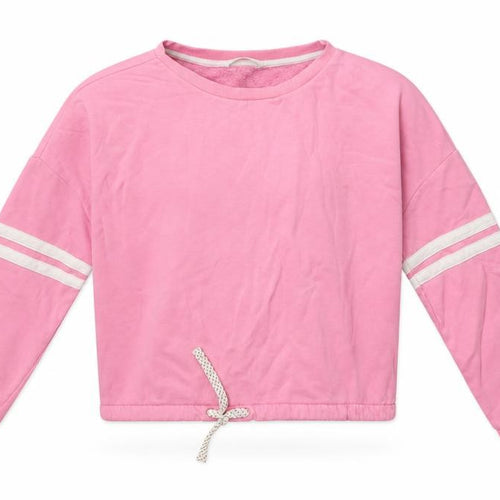 M&S Girls Pink Striped Cotton Pullover Sweatshirt Size 12-13 Years