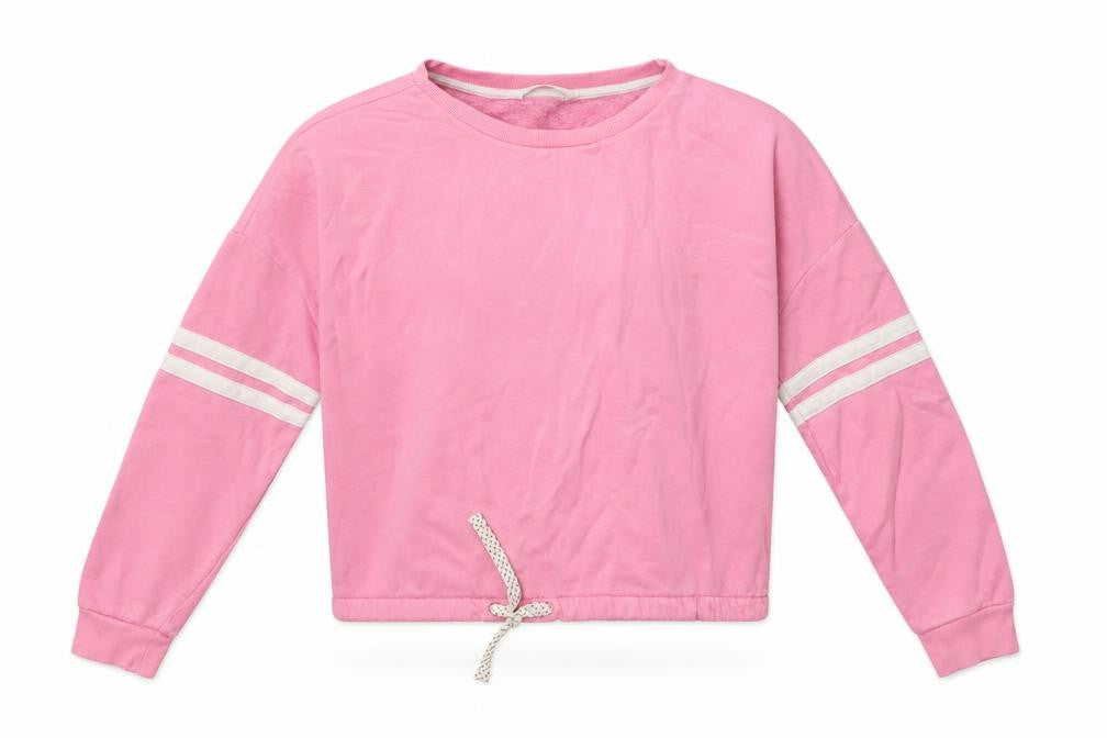 M&S Girls Pink Striped Cotton Pullover Sweatshirt Size 12-13 Years