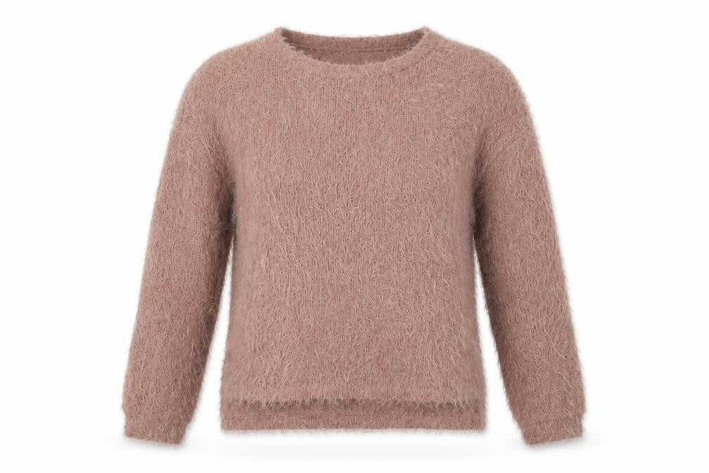 Front view of Primark women’s pink crew neck polyester jumper, size XS