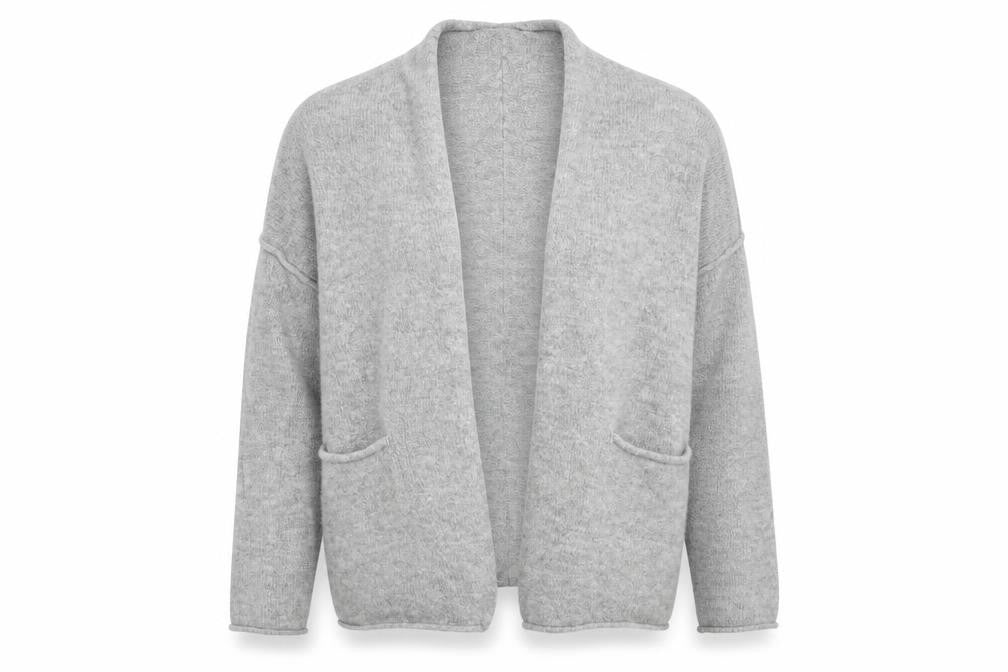 Pull & Bear Womens Grey V-Neck  Acrylic Cardigan Jumper Size S   - Raised seams