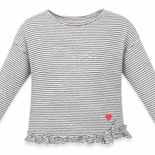NEXT Girls Black Spotted Cotton Tunic T-Shirt Size 10 Years Round Neck  - Subtle shimmer effect Heart Logo Frilled hem