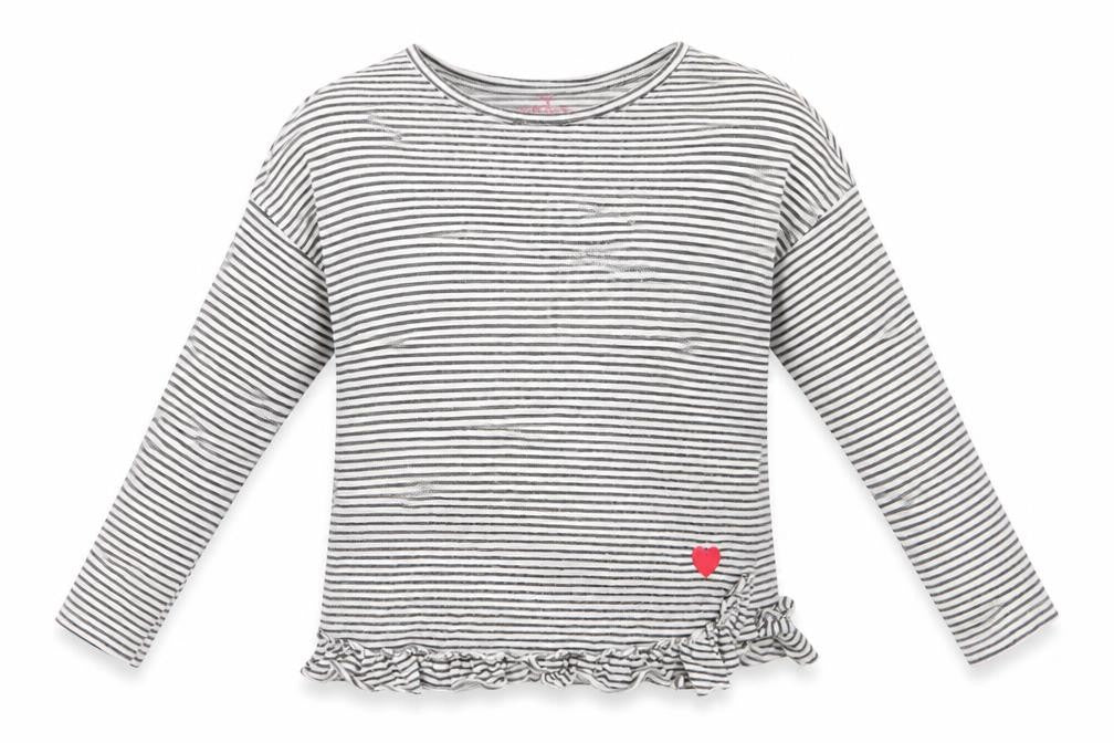 NEXT Girls Black Spotted Cotton Tunic T-Shirt Size 10 Years Round Neck  - Subtle shimmer effect Heart Logo Frilled hem