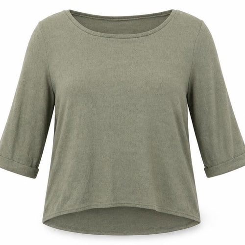 New Look Womens Green Boat Neck  Polyester Pullover Jumper Size 14   - Turn Up Sleeves Olive Green