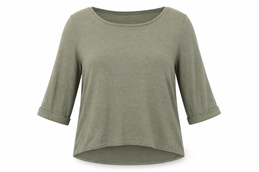 New Look Womens Green Boat Neck  Polyester Pullover Jumper Size 14   - Turn Up Sleeves Olive Green