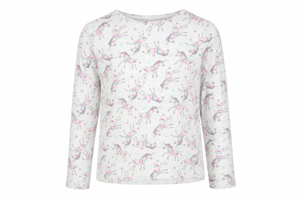 F&F Girls Multicoloured Animal Print Cotton  Pyjama Top Size 9-10 Years   - UNICORN