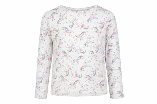 F&F Girls Multicoloured Animal Print Cotton  Pyjama Top Size 9-10 Years   - UNICORN