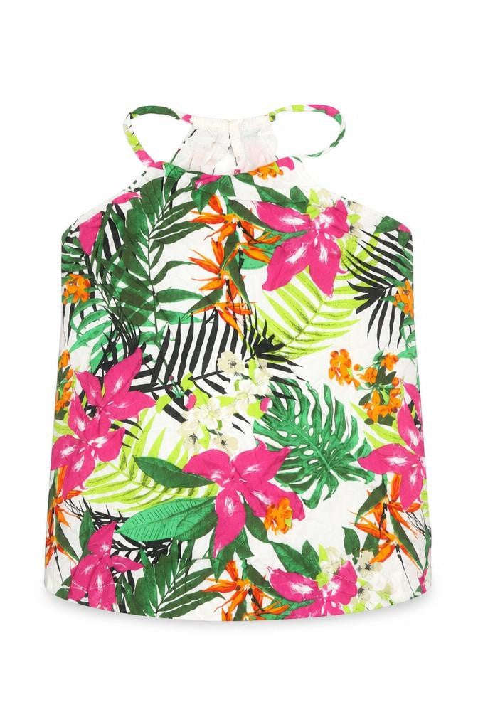 MISS EVIE Girls Multicoloured Floral Viscose Basic T-Shirt Size 7 Years