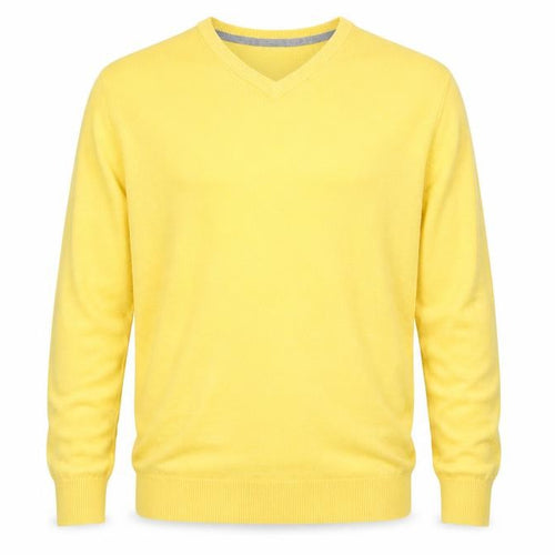 COLLECTION Mens Yellow  Acrylic  T-Shirt Size L V-Neck