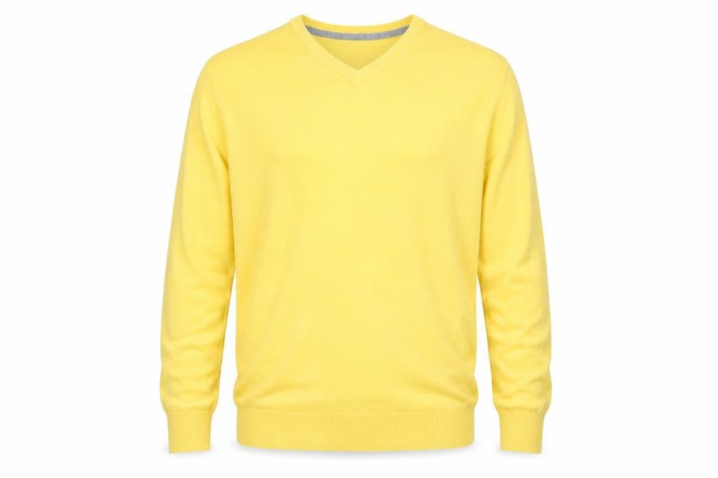 COLLECTION Mens Yellow  Acrylic  T-Shirt Size L V-Neck