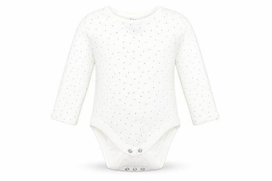 Front view of F&F Baby Multicoloured Polka Dot Cotton Babygrow One-Piece, size 3-6, Months
