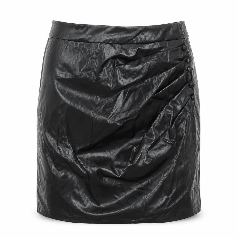 Front view of SHEIN women’s black polyester maxi skirt, size S