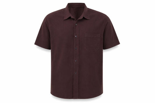 Front view of Matalan men’s purple polyester button-up, size M, collared