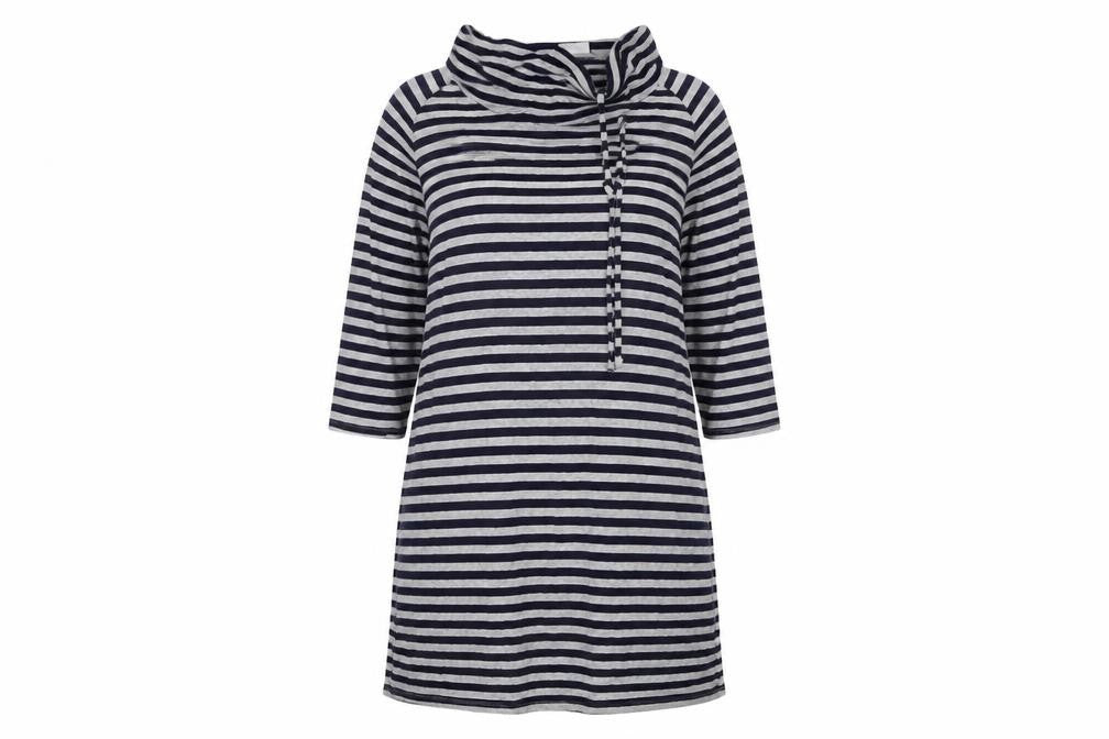 Roman Womens Multicoloured Striped Viscose T-Shirt Dress  Size L  Boat Neck