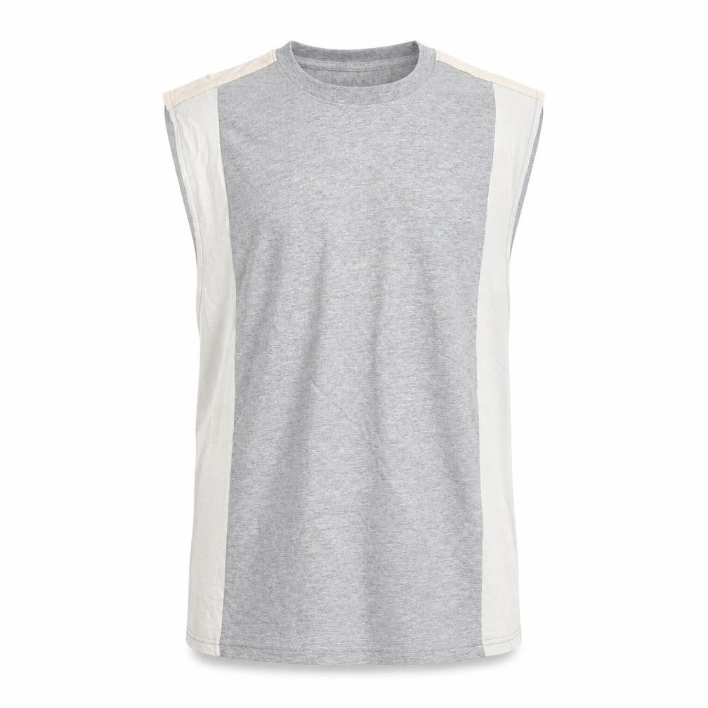 Front view of boohooMAN men’s multicoloured cotton basic tank, size L, round neck