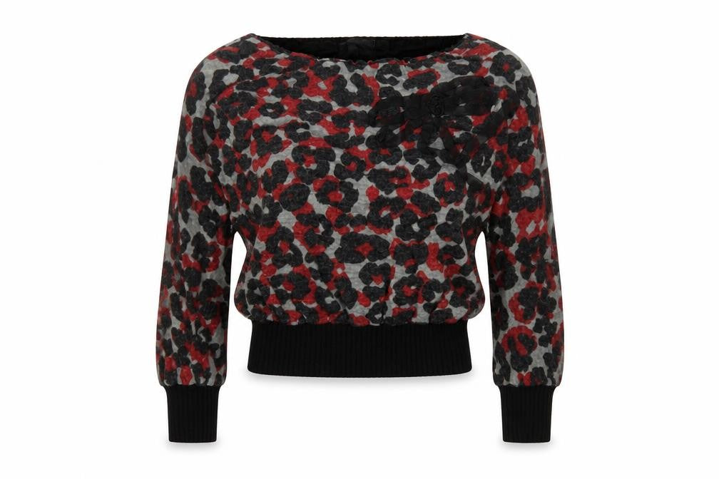 vega's Womens Black Round Neck Animal Print Acrylic Pullover Jumper Size S