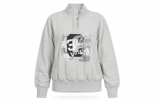 Front view of Next women’s grey round neck cotton jumper, size UK 10