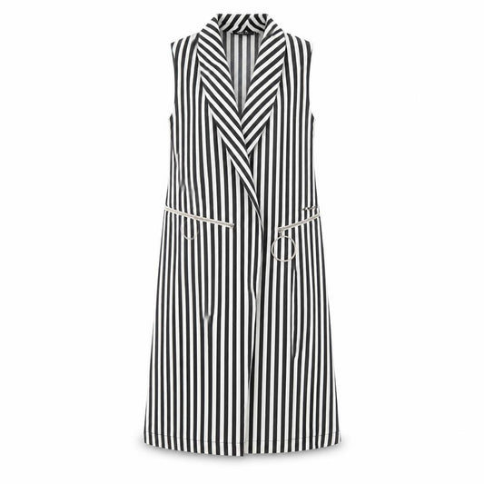 Front view of Helly women’s white striped polyester a-line, size S, collared