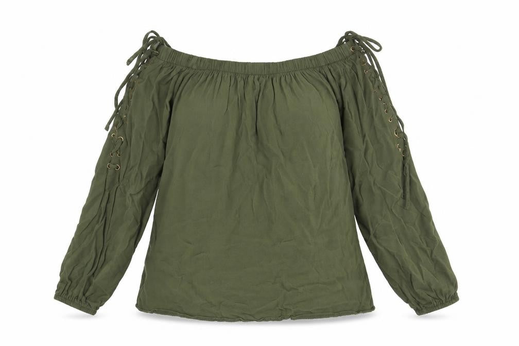Front view of Select women’s green viscose basic t-shirt, size UK 10, round neck