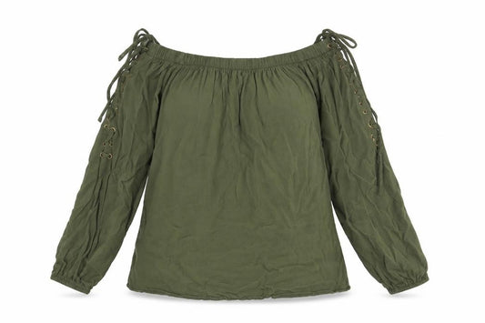 Front view of Select women’s green viscose basic t-shirt, size UK 10, round neck