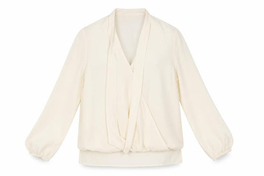 Front view of Papaya women’s ivory polyester basic t-shirt, size UK 8, v-neck