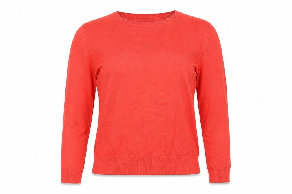 Front view of George women’s red round neck viscose jumper, size UK 10