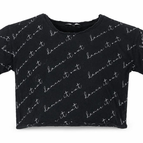 George Girls Black  Cotton Basic T-Shirt Size 4-5 Years Round Neck