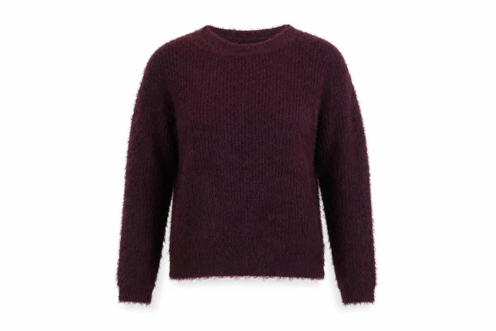Front view of H&M women’s purple round neck polyester jumper, size L