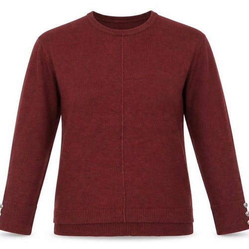 Pep and Co Womens Red Round Neck  Acrylic Pullover Jumper Size 10   - Button Sleeve Detail