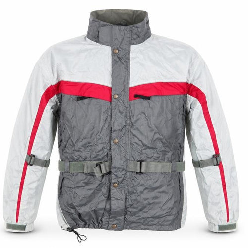 Crane Road Mens Grey Striped  Rain Coat Coat Size M   - Grey Red Colourblock Adjustable straps
