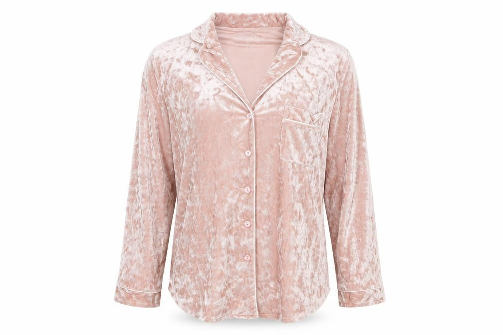 Front view of women’s originals womens pink solid polyester top pyjama top, size UK 12