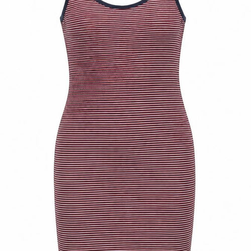 Shana Womens Red Striped 100% Cotton Tank Dress  Size L  Round Neck
