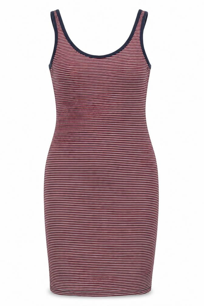 Shana Womens Red Striped 100% Cotton Tank Dress  Size L  Round Neck