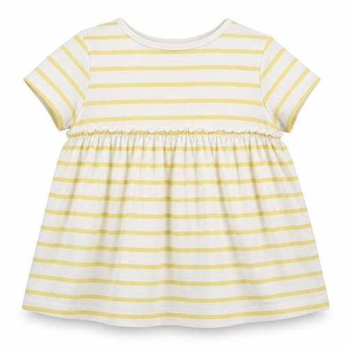 F&F Girls Yellow Striped 100% Cotton Basic Blouse Size 4-5 Years Round Neck