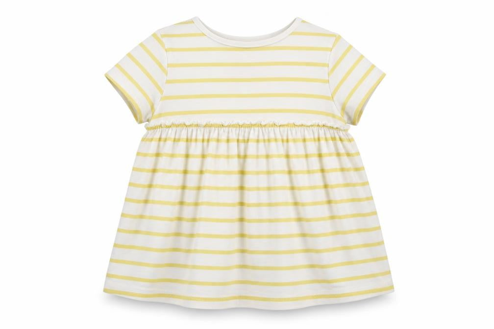 F&F Girls Yellow Striped 100% Cotton Basic Blouse Size 4-5 Years Round Neck